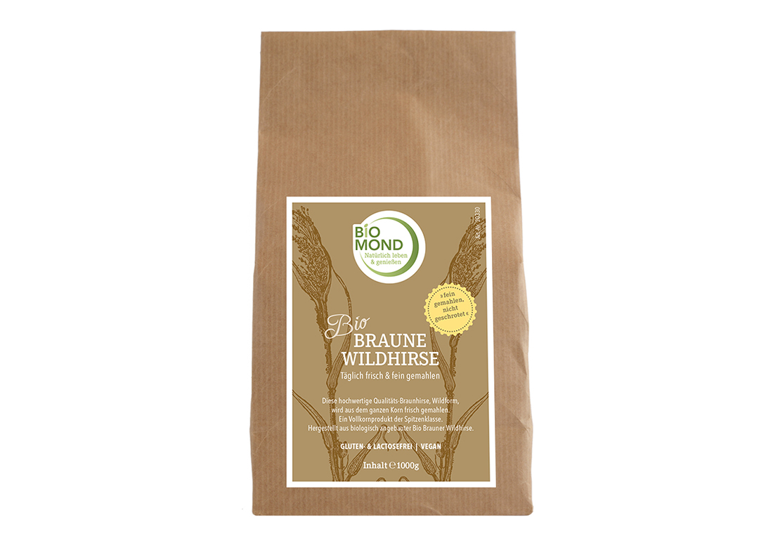 Braune Wildhirse BIO, Braunhirse, ganz, ungeschält - 1000 g von BIOMOND