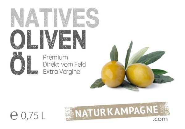 Premium Olivenöl - 0,75 L, Extra Vergine, kaltgepresst, Sizilien / Naturkampagne